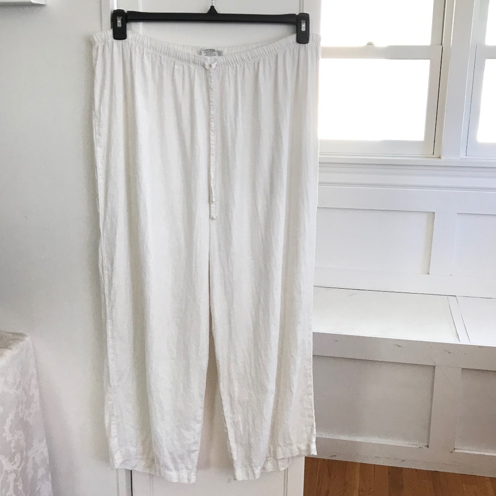 HOT COTTON By MARC WARE Linen Wide Leg Pants White Women’s Plus Size 3X